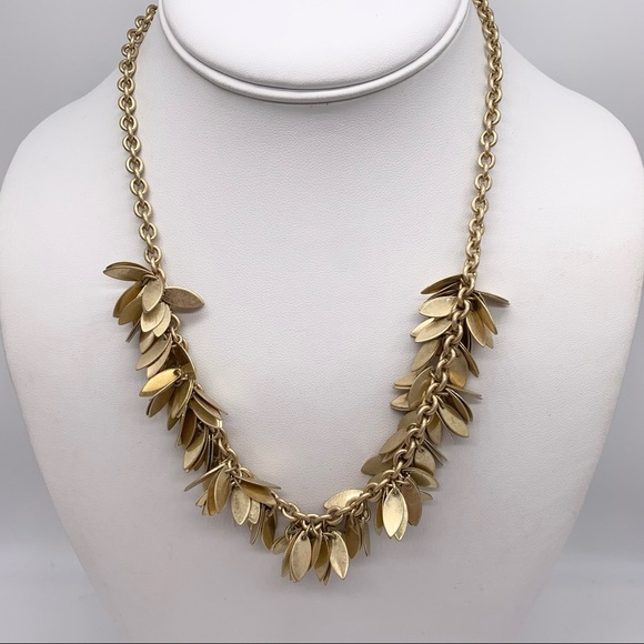 J. Crew Gold Leaf Fringe Necklace - Picture 1 of 2